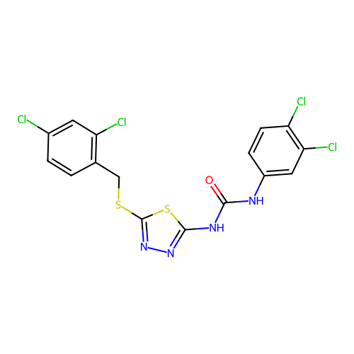 1-(3,4-dichlorophenyl)-3-[5-[(2,4-dichlorophenyl)methylsulfanyl]-1,3,4-thiadiazol-2-yl]urea structure