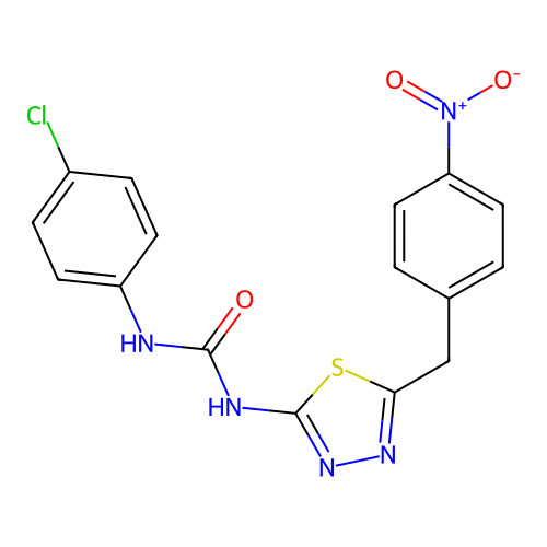 1-(4-Chloro-phenyl)-3-[5-(4-nitro-benzyl)-[1,3,4]thiadiazol-2-yl]-urea structure