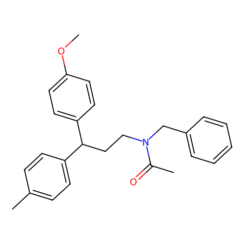 N-benzyl-N-[3-(4-methoxyphenyl)-3-(4-methylphenyl)propyl]acetamide structure