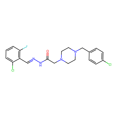 (E)-N'-(2-chloro-6-fluorobenzylidene)-2-(4-(4-chlorobenzyl)piperazin-1-yl)acetohydrazide structure
