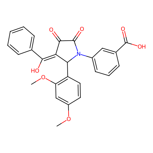 3-(3-benzoyl-2-(2,4-dimethoxyphenyl)-4-hydroxy-5-oxo-2,5-dihydro-1H-pyrrol-1-yl)benzoic acid structure