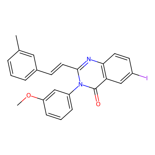 6-iodo-3-(3-methoxyphenyl)-2-[(E)-2-(3-methylphenyl)ethenyl]quinazolin-4(3H)-one structure