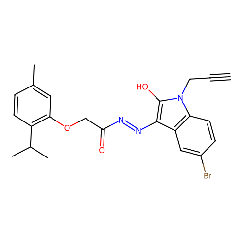 (Z)-N'-(5-bromo-2-oxo-1-(prop-2-yn-1-yl)indolin-3-ylidene)-2-(2-isopropyl-5-methylphenoxy)acetohydrazide structure