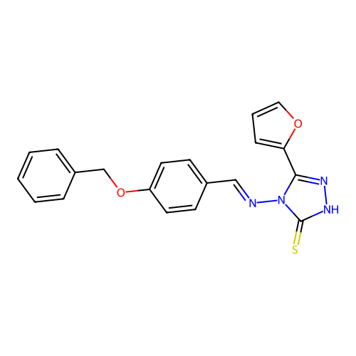 3-(furan-2-yl)-4-[(E)-(4-phenylmethoxyphenyl)methylideneamino]-1H-1,2,4-triazole-5-thione structure