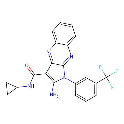 2-amino-N-cyclopropyl-1-[3-(trifluoromethyl)phenyl]pyrrolo[3,2-b]quinoxaline-3-carboxamide structure