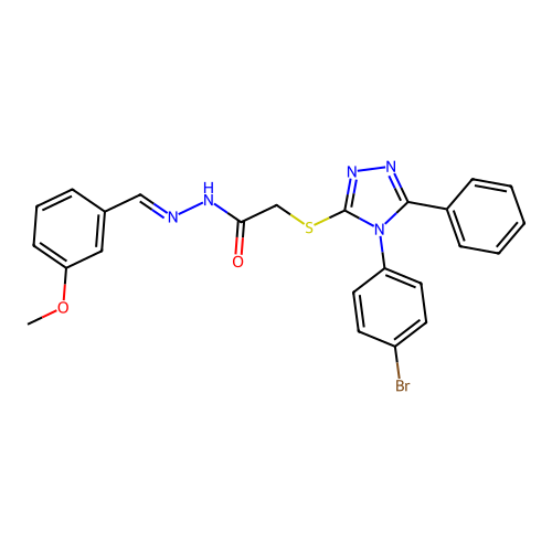 2-{[4-(4-bromophenyl)-5-phenyl-4H-1,2,4-triazol-3-yl]sulfanyl}-N'-[(E)-(3-methoxyphenyl)methylidene]acetohydrazide structure