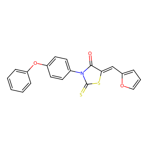 (Z)-5-(furan-2-ylmethylene)-3-(4-phenoxyphenyl)-2-thioxothiazolidin-4-one structure