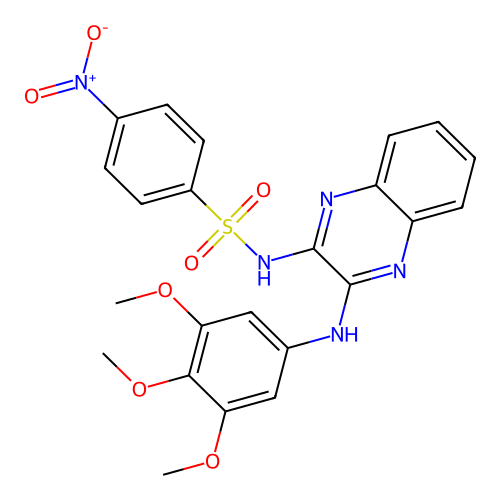 4-nitro-N-(3-((3,4,5-trimethoxyphenyl)amino)quinoxalin-2-yl)benzenesulfonamide structure