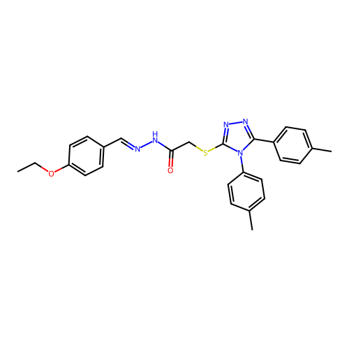 2-{[4,5-bis(4-methylphenyl)-4H-1,2,4-triazol-3-yl]sulfanyl}-N'-[(E)-(4-ethoxyphenyl)methylidene]acetohydrazide structure
