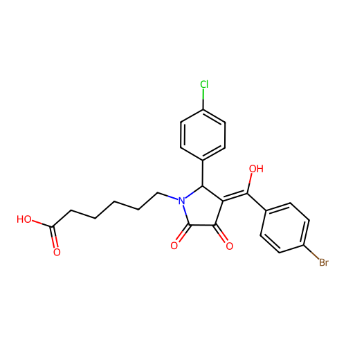 6-(3-(4-bromobenzoyl)-2-(4-chlorophenyl)-4-hydroxy-5-oxo-2,5-dihydro-1H-pyrrol-1-yl)hexanoic acid structure