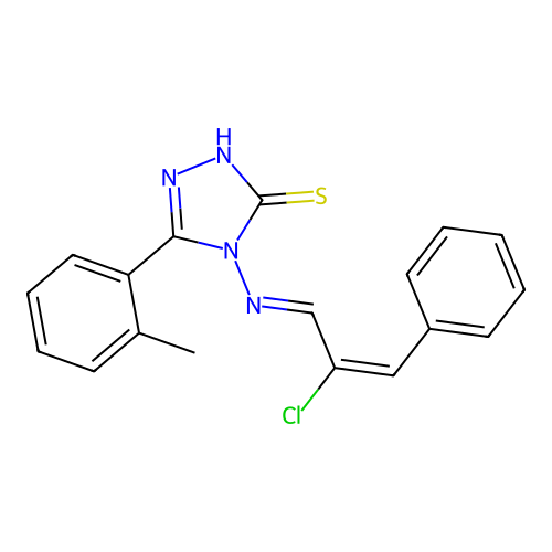 4-((E)-((E)-2-chloro-3-phenylallylidene)amino)-5-(o-tolyl)-4H-1,2,4-triazole-3-thiol structure
