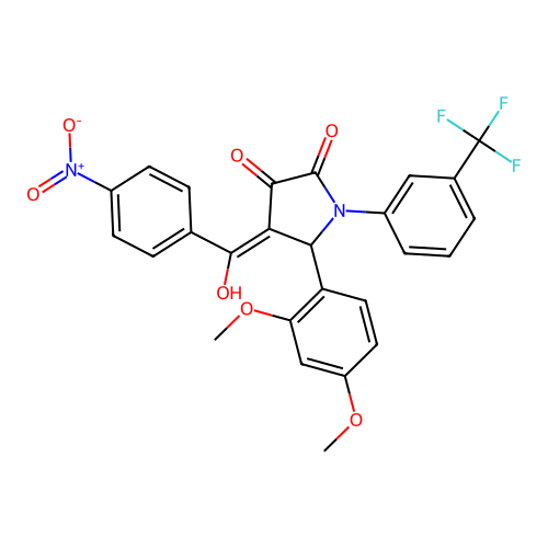 (4E)-5-(2,4-dimethoxyphenyl)-4-[hydroxy(4-nitrophenyl)methylidene]-1-[3-(trifluoromethyl)phenyl]pyrrolidine-2,3-dione structure