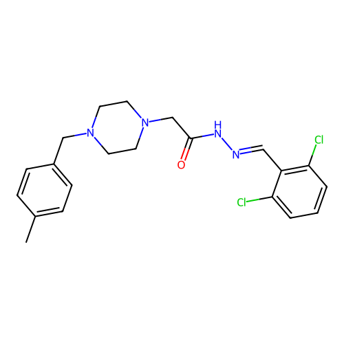 (E)-N'-(2,6-dichlorobenzylidene)-2-(4-(4-methylbenzyl)piperazin-1-yl)acetohydrazide structure