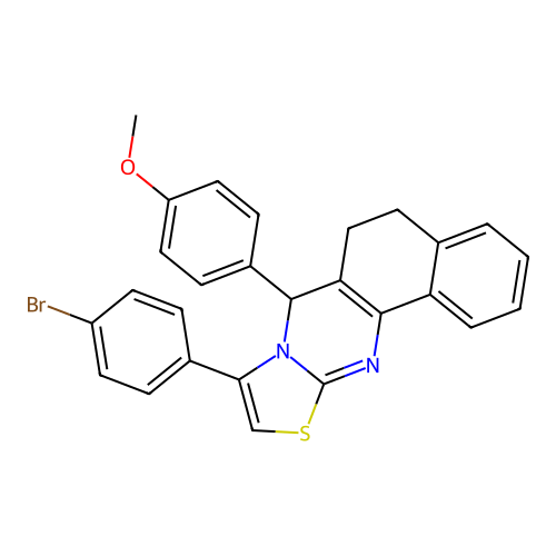9-(4-bromophenyl)-7-(4-methoxyphenyl)-6,7-dihydro-5H-benzo[h]thiazolo[2,3-b]quinazoline structure