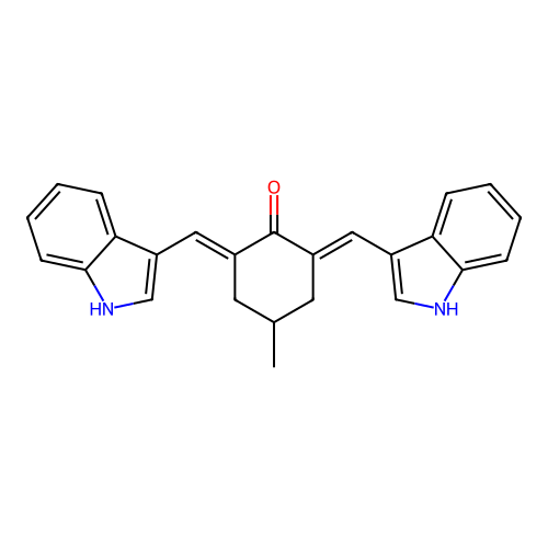 (2E,6E)-2,6-bis(1H-indol-3-ylmethylidene)-4-methylcyclohexanone structure