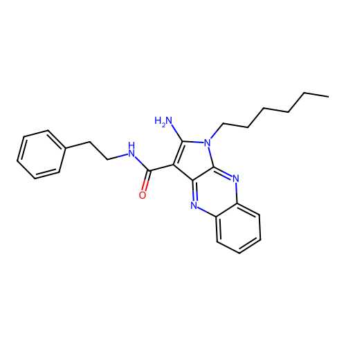 2-amino-1-hexyl-N-(2-phenylethyl)-1H-pyrrolo[2,3-b]quinoxaline-3-carboxamide structure