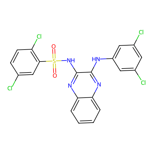 2,5-dichloro-N-(3-((3,5-dichlorophenyl)amino)quinoxalin-2-yl)benzenesulfonamide structure