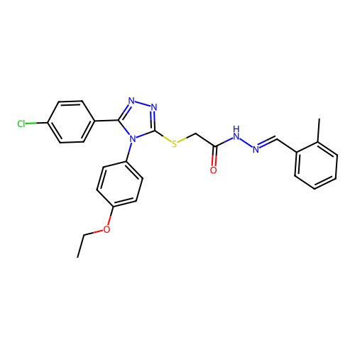 2-{[5-(4-chlorophenyl)-4-(4-ethoxyphenyl)-4H-1,2,4-triazol-3-yl]sulfanyl}-N'-[(E)-(2-methylphenyl)methylidene]acetohydrazide structure