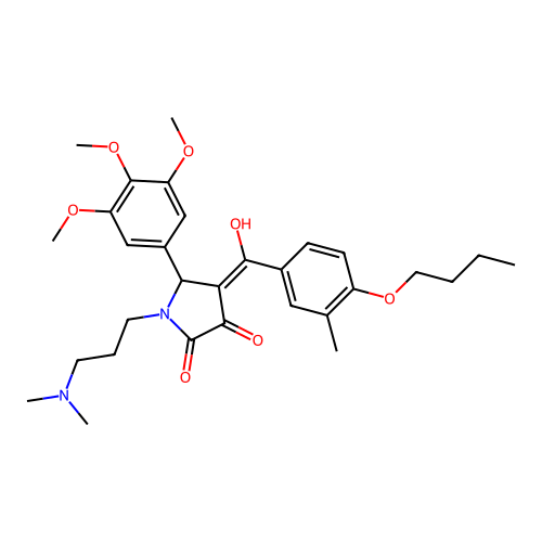 (4E)-4-[(4-butoxy-3-methylphenyl)-hydroxymethylidene]-1-[3-(dimethylamino)propyl]-5-(3,4,5-trimethoxyphenyl)pyrrolidine-2,3-dione structure