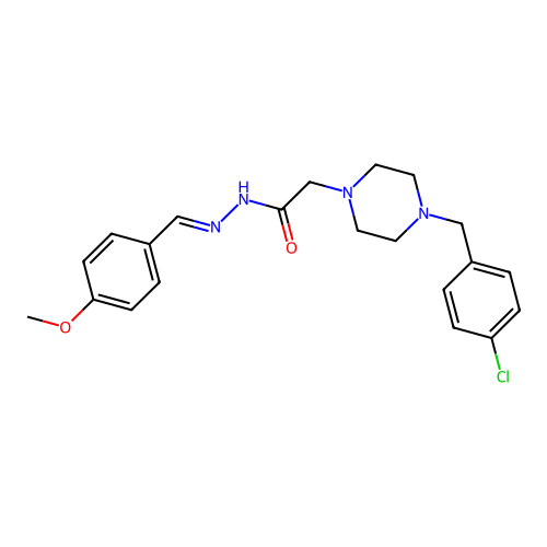 (E)-2-(4-(4-chlorobenzyl)piperazin-1-yl)-N'-(4-methoxybenzylidene)acetohydrazide structure
