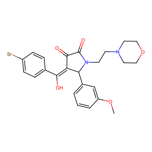 (4E)-4-[(4-bromophenyl)-hydroxymethylidene]-5-(3-methoxyphenyl)-1-(2-morpholin-4-ylethyl)pyrrolidine-2,3-dione structure