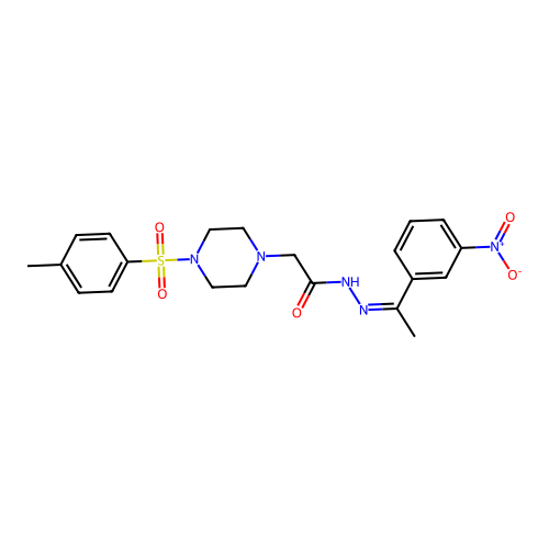 2-{4-[(4-methylphenyl)sulfonyl]piperazin-1-yl}-N'-[(1Z)-1-(3-nitrophenyl)ethylidene]acetohydrazide structure