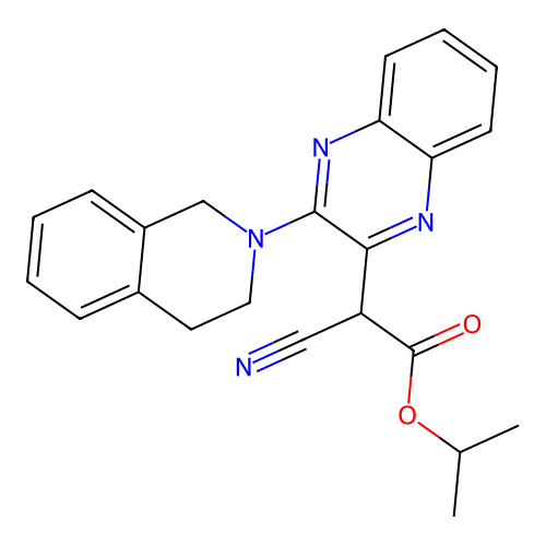 propan-2-yl cyano[3-(3,4-dihydroisoquinolin-2(1H)-yl)quinoxalin-2-yl]acetate structure