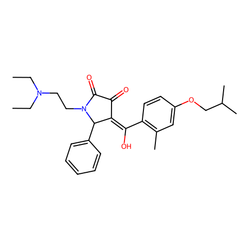 (4E)-1-(2-diethylaminoethyl)-4-[hydroxy-[2-methyl-4-(2-methylpropoxy)phenyl]methylidene]-5-phenylpyrrolidine-2,3-dione structure
