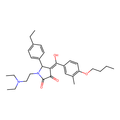 (4E)-4-[(4-butoxy-3-methylphenyl)-hydroxymethylidene]-1-(2-diethylaminoethyl)-5-(4-ethylphenyl)pyrrolidine-2,3-dione structure