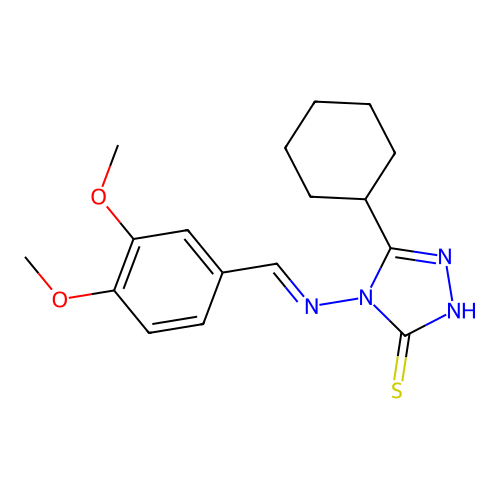 5-Cyclohexyl-4-((3,4-dimethoxybenzylidene)amino)-4H-1,2,4-triazole-3-thiol structure