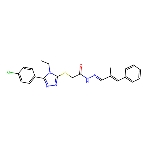 2-{[5-(4-chlorophenyl)-4-ethyl-4H-1,2,4-triazol-3-yl]sulfanyl}-N'-[(1E,2E)-2-methyl-3-phenylprop-2-en-1-ylidene]acetohydrazide structure