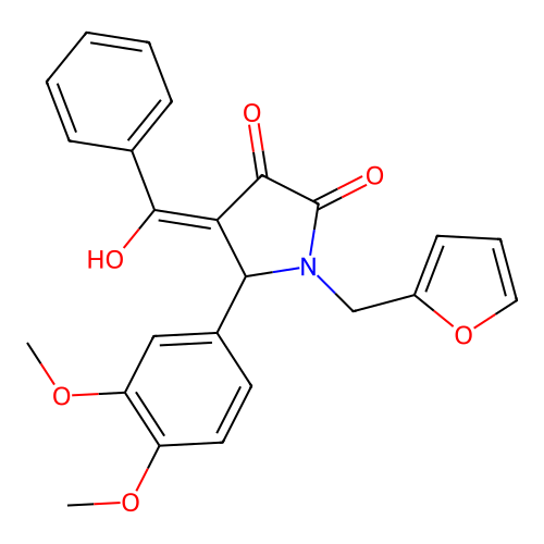 (4E)-5-(3,4-dimethoxyphenyl)-1-(furan-2-ylmethyl)-4-[hydroxy(phenyl)methylidene]pyrrolidine-2,3-dione structure