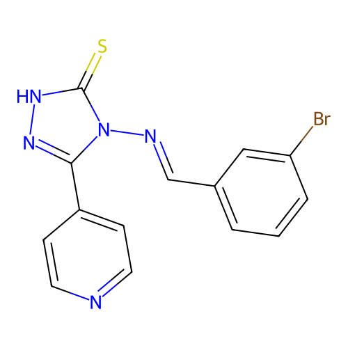 (E)-4-((3-bromobenzylidene)amino)-5-(pyridin-4-yl)-4H-1,2,4-triazole-3-thiol structure