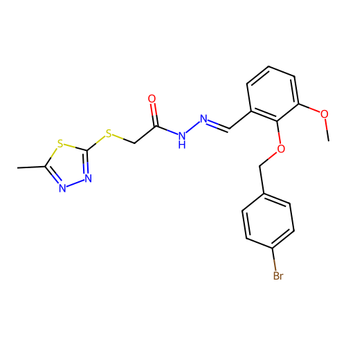 (E)-N'-(2-((4-bromobenzyl)oxy)-3-methoxybenzylidene)-2-((5-methyl-1,3,4-thiadiazol-2-yl)thio)acetohydrazide structure