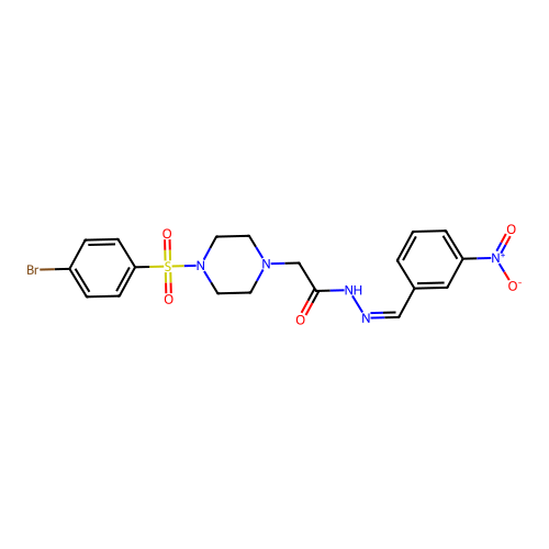 (Z)-2-(4-((4-bromophenyl)sulfonyl)piperazin-1-yl)-N'-(3-nitrobenzylidene)acetohydrazide structure