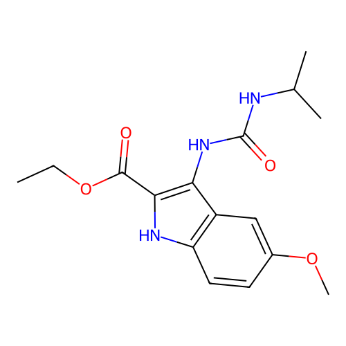 ethyl 5-methoxy-3-[(propan-2-ylcarbamoyl)amino]-1H-indole-2-carboxylate structure