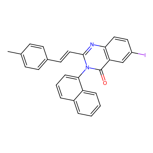 6-iodo-2-[(E)-2-(4-methylphenyl)ethenyl]-3-(naphthalen-1-yl)quinazolin-4(3H)-one structure