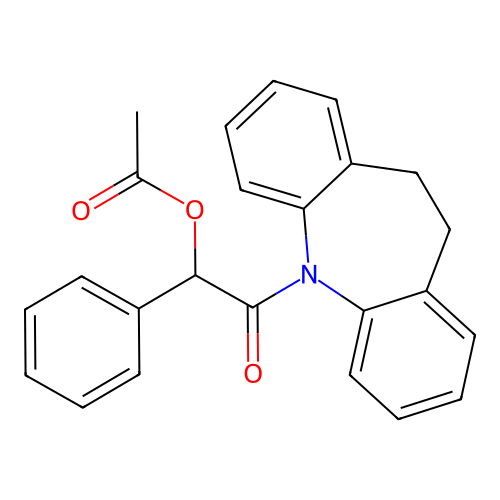 2-(10,11-dihydro-5H-dibenzo[b,f]azepin-5-yl)-2-oxo-1-phenylethyl acetate structure