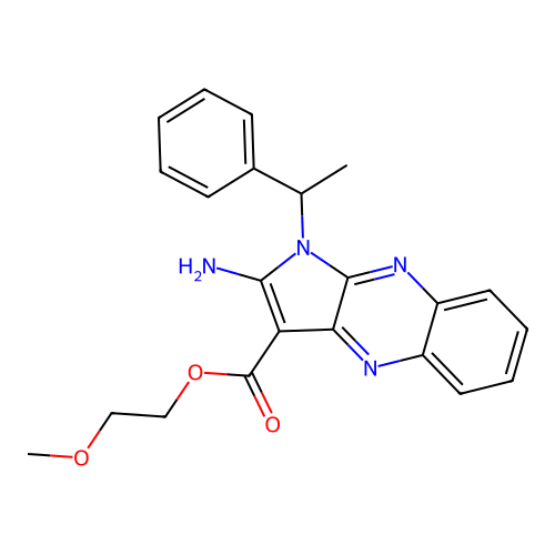 2-methoxyethyl 2-amino-1-(1-phenylethyl)-1H-pyrrolo[2,3-b]quinoxaline-3-carboxylate structure