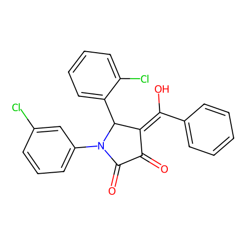 (4E)-5-(2-chlorophenyl)-1-(3-chlorophenyl)-4-[hydroxy(phenyl)methylidene]pyrrolidine-2,3-dione structure