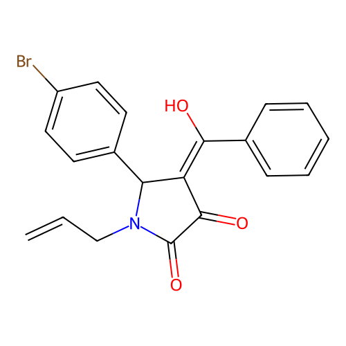 (4E)-5-(4-bromophenyl)-4-[hydroxy(phenyl)methylidene]-1-prop-2-enylpyrrolidine-2,3-dione structure