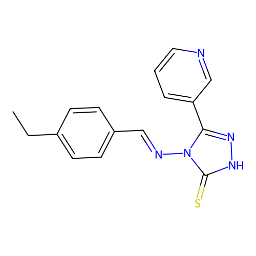 (E)-4-((4-ethylbenzylidene)amino)-5-(pyridin-3-yl)-4H-1,2,4-triazole-3-thiol structure