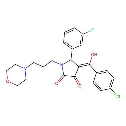 (4E)-4-[(4-chlorophenyl)-hydroxymethylidene]-5-(3-fluorophenyl)-1-(3-morpholin-4-ylpropyl)pyrrolidine-2,3-dione structure