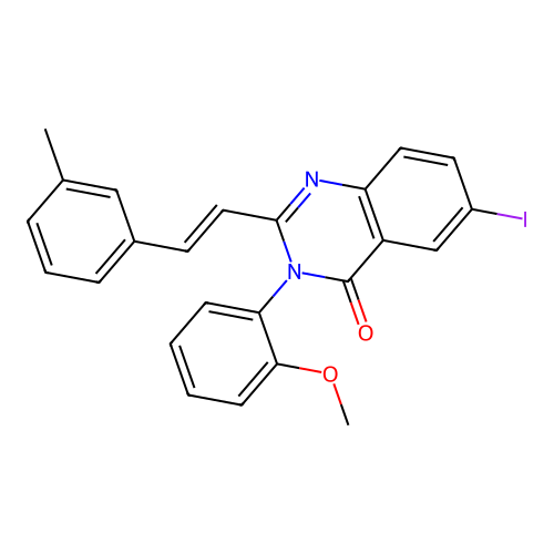 6-iodo-3-(2-methoxyphenyl)-2-[(E)-2-(3-methylphenyl)ethenyl]quinazolin-4(3H)-one structure