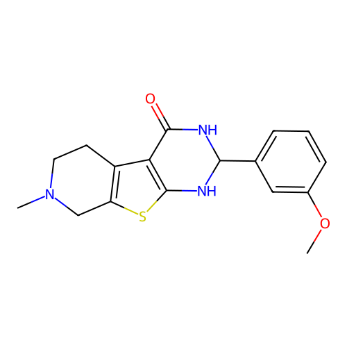 2-(3-methoxyphenyl)-7-methyl-1,2,5,6,7,8-hexahydropyrido[4',3':4,5]thieno[2,3-d]pyrimidin-4-ol structure