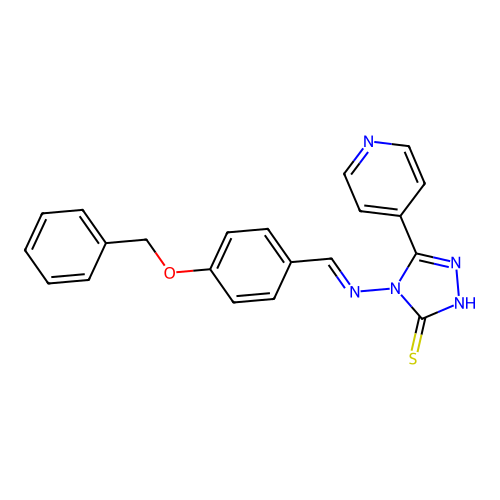 (E)-4-((4-(benzyloxy)benzylidene)amino)-5-(pyridin-4-yl)-4H-1,2,4-triazole-3-thiol structure