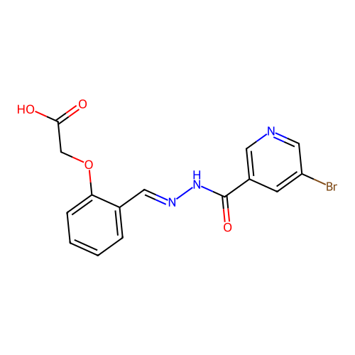 {2-[(E)-{2-[(5-bromopyridin-3-yl)carbonyl]hydrazinylidene}methyl]phenoxy}acetic acid structure