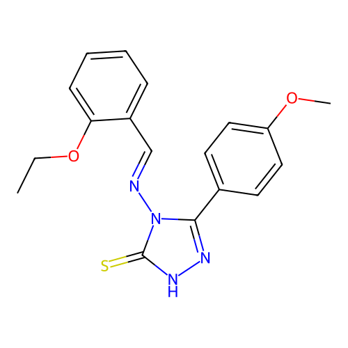 (E)-4-((2-ethoxybenzylidene)amino)-5-(4-methoxyphenyl)-4H-1,2,4-triazole-3-thiol structure