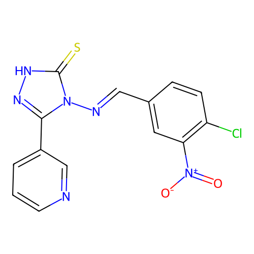 (E)-4-((4-chloro-3-nitrobenzylidene)amino)-5-(pyridin-3-yl)-4H-1,2,4-triazole-3-thiol structure