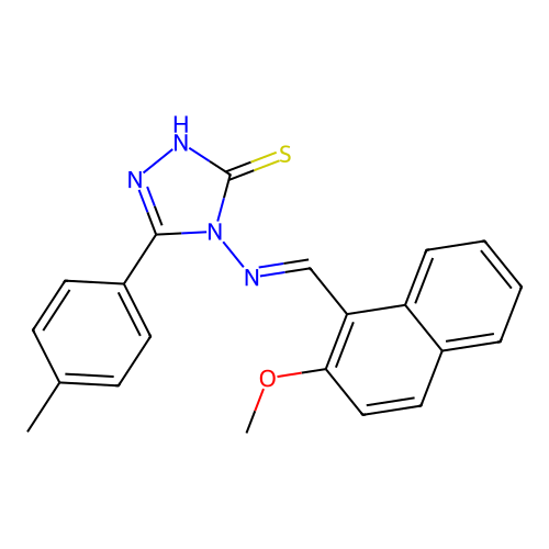 (E)-4-(((2-methoxynaphthalen-1-yl)methylene)amino)-5-(p-tolyl)-4H-1,2,4-triazole-3-thiol structure